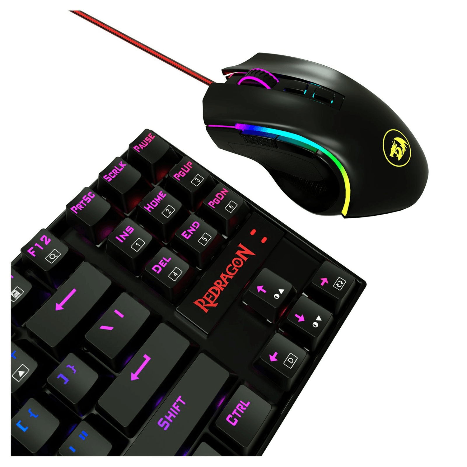 Imagen 2 del producto Teclado gamer alámbrico Redragon K552RGB-BA, conexión USB, mecánico, idioma español, RGB + Mouse gamer 7 botones, 7200 DPI máx.