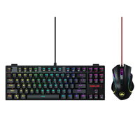 Teclado gamer alámbrico Redragon K552RGB-BA, conexión USB, mecánico, idioma español, RGB + Mouse gamer 7 botones, 7200 DPI máx.