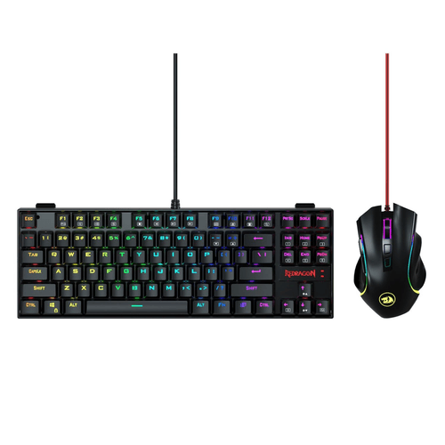 Teclado gamer Redragon K552RGB-BA mecánico, alámbrico, RGB + Mouse gamer 7 botones, 7200 DPI máx.