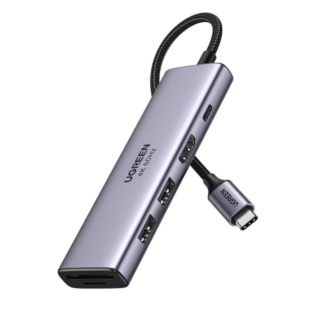 Adaptador USB Hub UGREEN 6 en 1, 60384, HDMI 4K 30Hz, Ethernet, gris