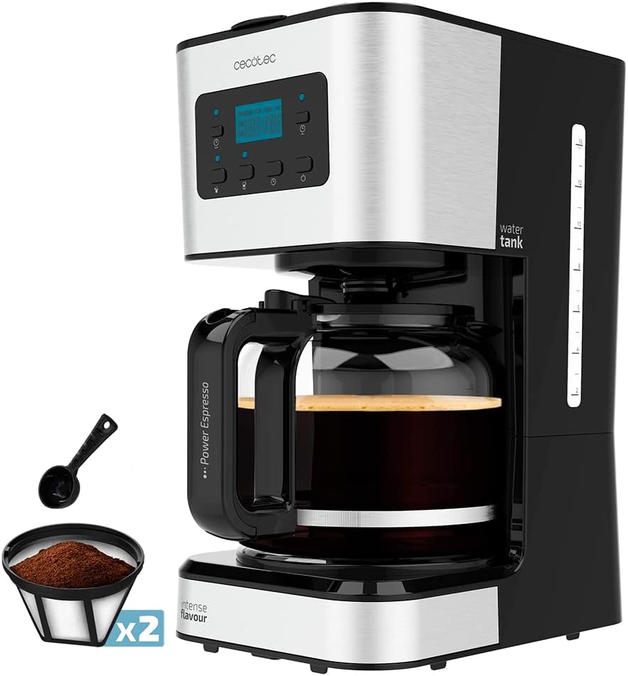 Cafetera de goteo Cecotec Coffee 66 Smart 950w, hasta 12 tazas, programable, auto limpieza, negro