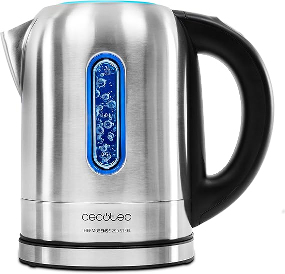 Imagen 1 del producto Hervidor de agua Cecotec Thermosense 2200W, capacidad 1.7 litros, 360º, plateado