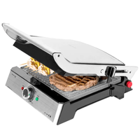 Parrilla eléctrica Cecotec Rock’nGrill Pro 2000W, 34 x 23 cm, termorregulador, placas extraíbles, plateado