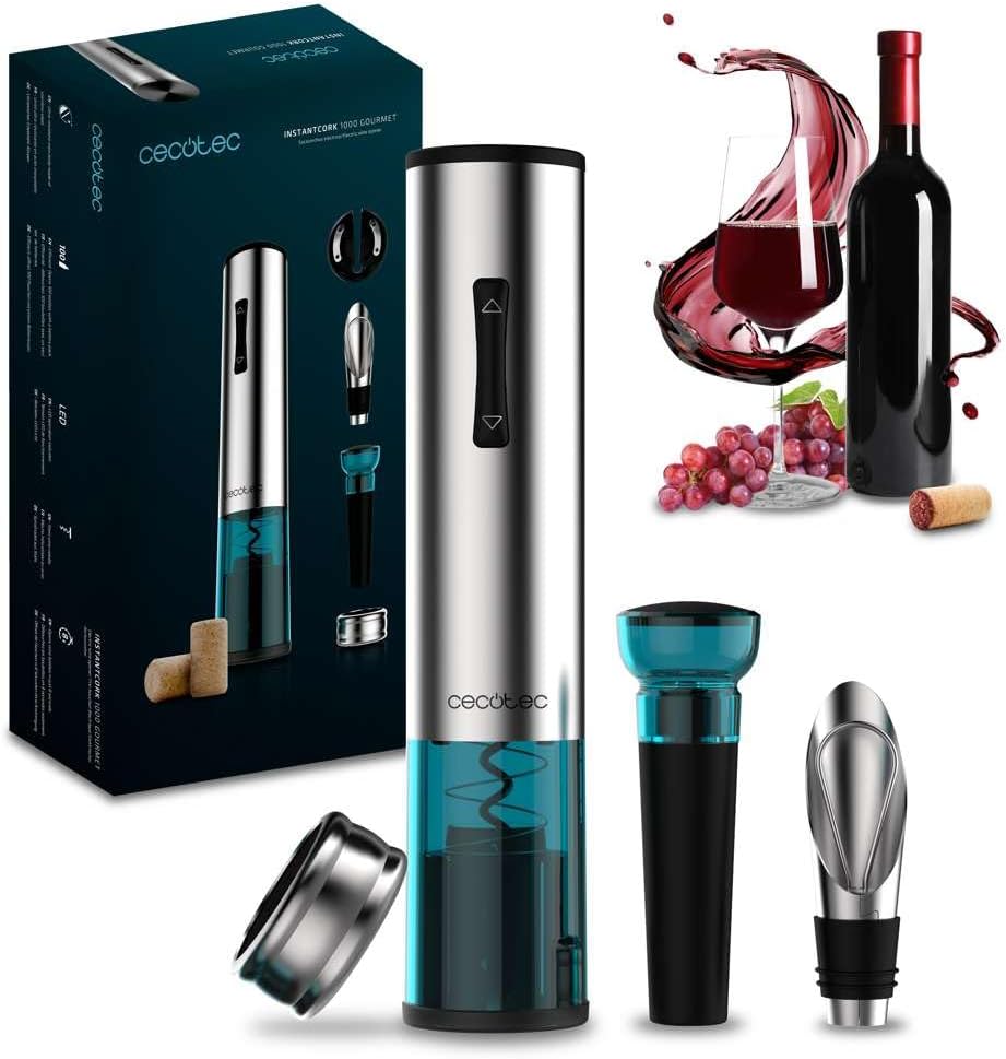 Sacacorchos eléctrico InstantCork 1000 gourmet, luz LED, plateado