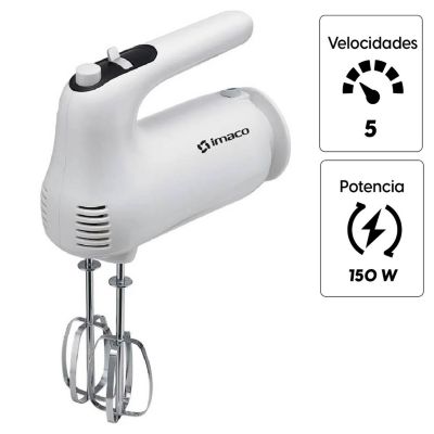 Imagen 2 del producto Batidora de mano Imaco HM505 150w, 5 velocidades, blanco