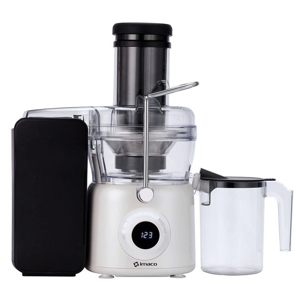 Extractor de jugos IMACO JE1084 1000W, 1 litro, pantalla táctil, blanco