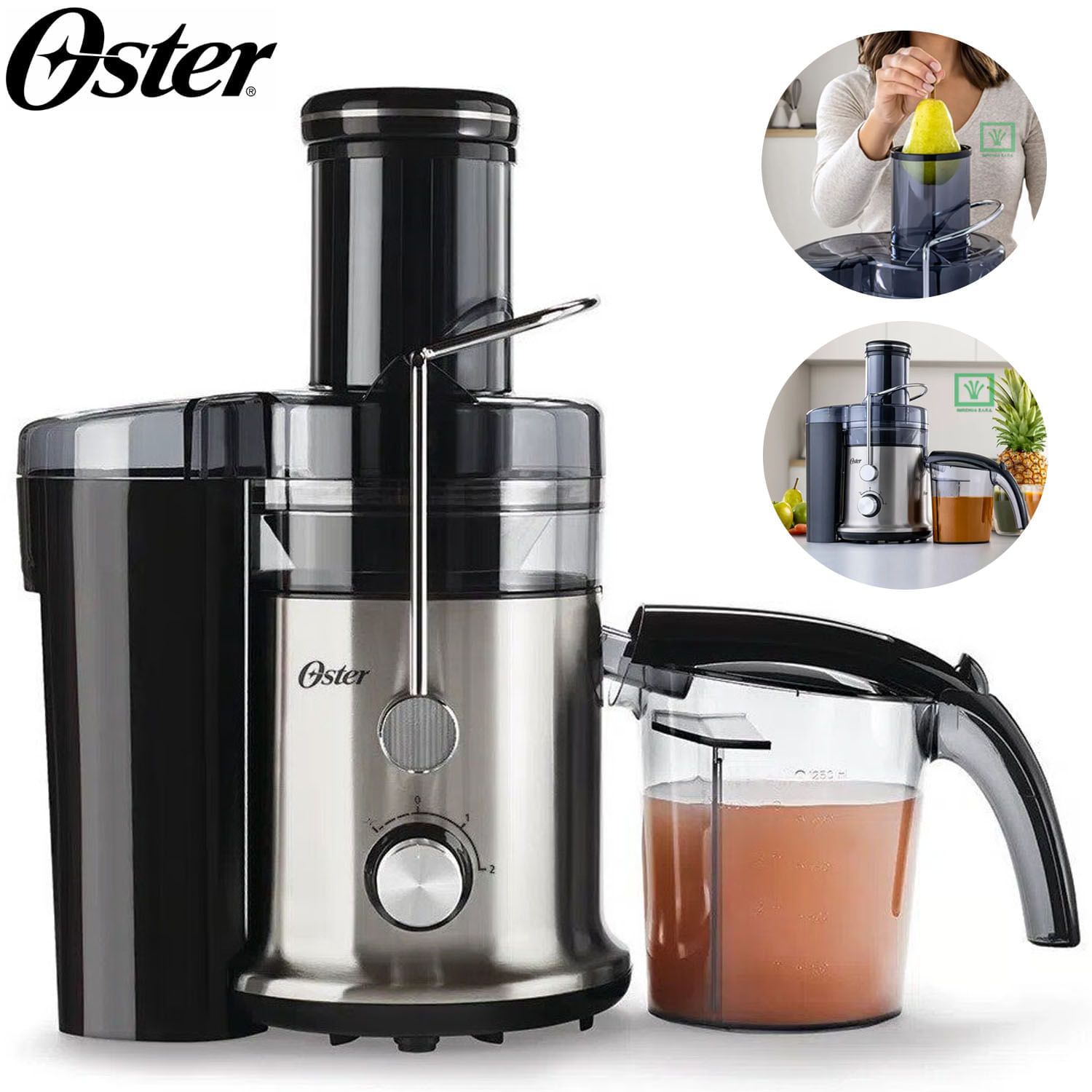 Imagen 2 del producto Extractor de jugos Oster FPSTJE320S 600W, 1.25 litros, 2 velocidades + pulso, acero, plata