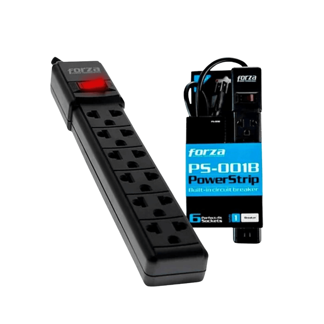 Regleta Forza, 6 tomas, indicador led, negro - FZ-FPS-001B