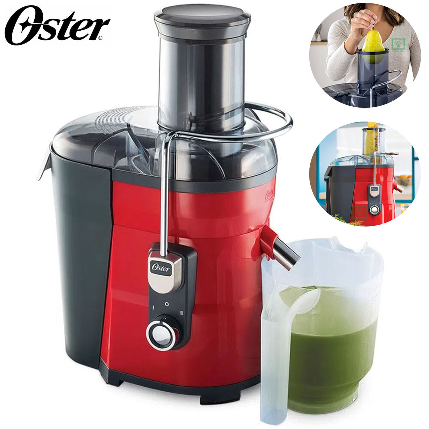 Imagen 2 del producto Extractor de jugos Oster FPSTJE317S 600W, 1.75 litros, 2 velocidades, rojo