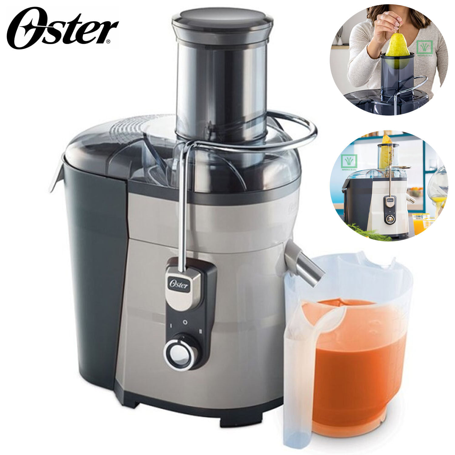 Imagen 2 del producto Extractor de jugos Oster FPSTJE317S 600W, 1.75 litros, 2 velocidades, plateado