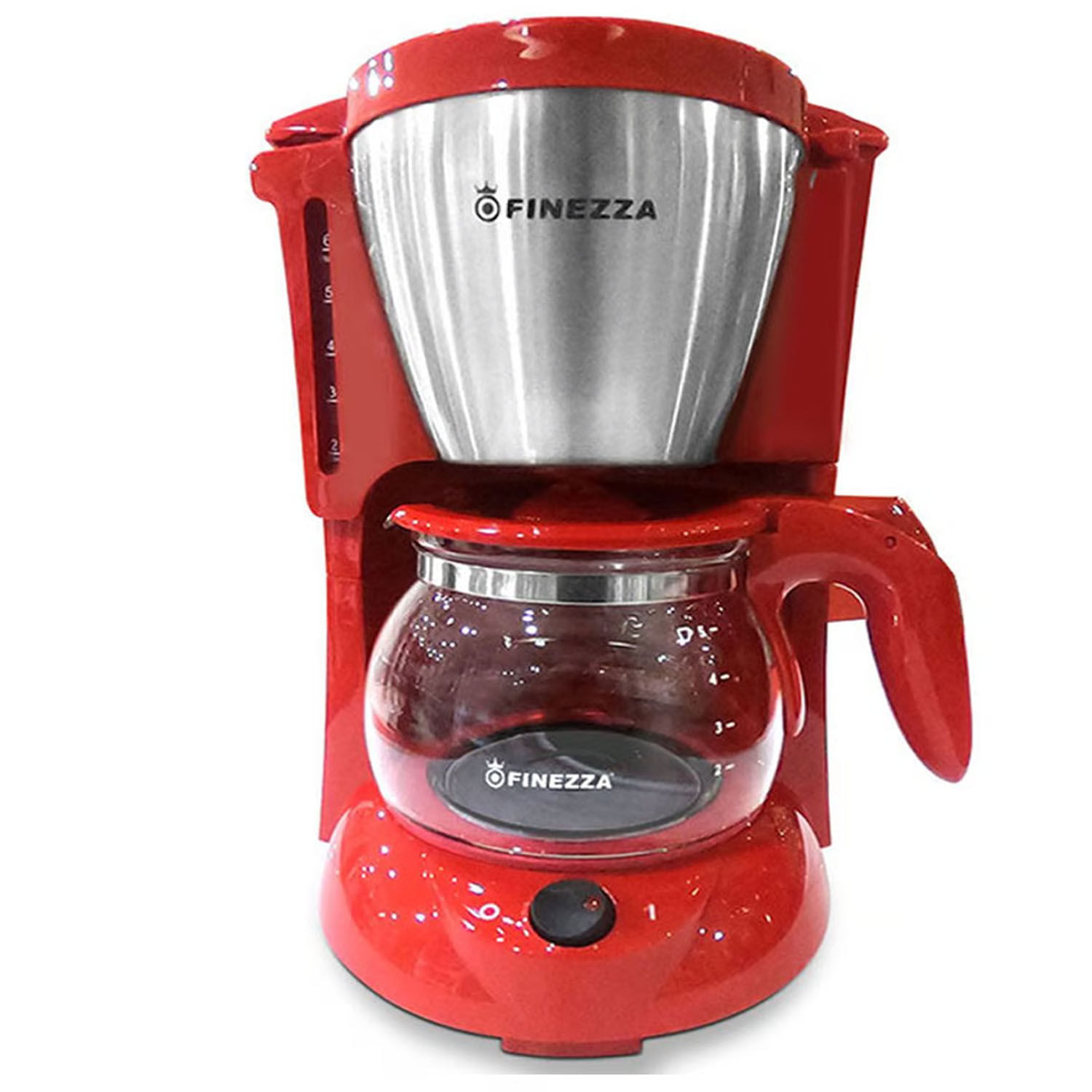Cafetera eléctrica Finezza CK-674F-R 1000W, capacidad 0.65 litros, panel digital, rojo