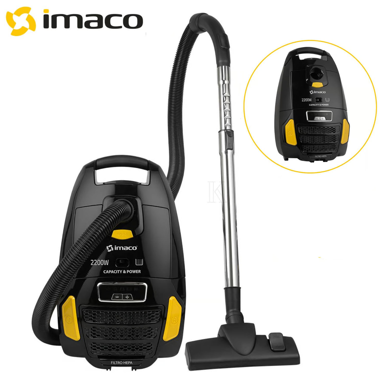 Imagen 2 del producto Aspiradora doméstica Imaco IA2200 2200W, 6 litros, eficiencia, negro