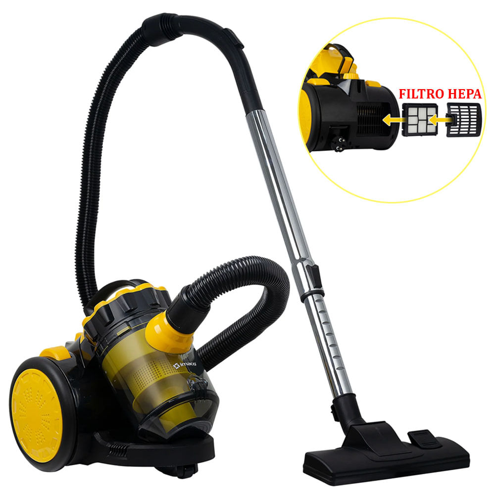 Imagen 1 del producto Aspiradora de arrastre Imaco IA1522 1000 w, filtro Hepa lavable, fácil traslado, negro