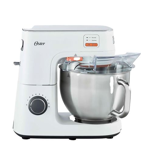 Batidora de pedestal Oster FPSTSMPL4W 1000W, 10 velocidades, tecnología Heatsoft, tazón 5.2 litros, blanco