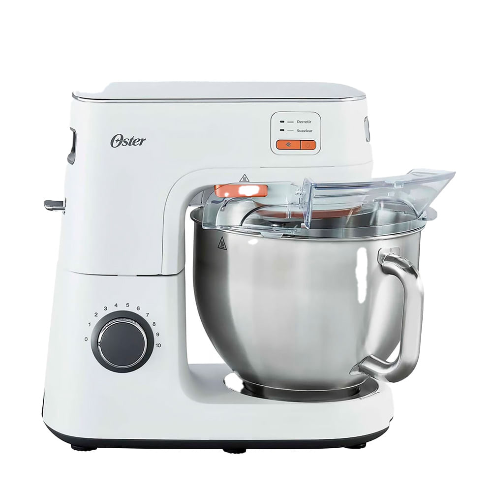 Batidora de pedestal Oster FPSTSMPL4W 1000W, 10 velocidades, tecnología Heatsoft, tazón 5.2 litros, blanco