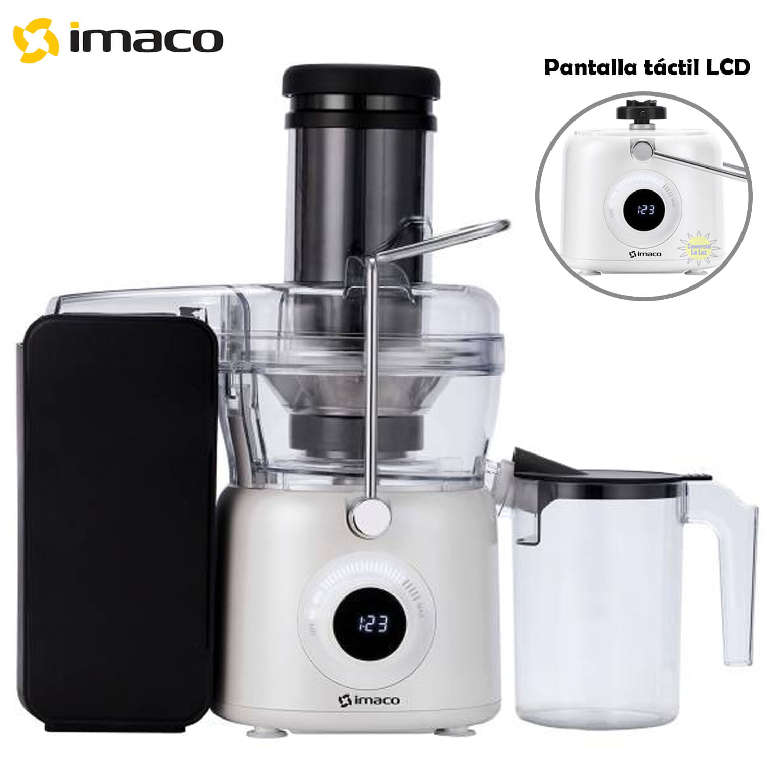 Imagen 2 del producto Extractor de jugos IMACO JE1084 1000W, capacidad 1 litro, pantalla táctil, blanco