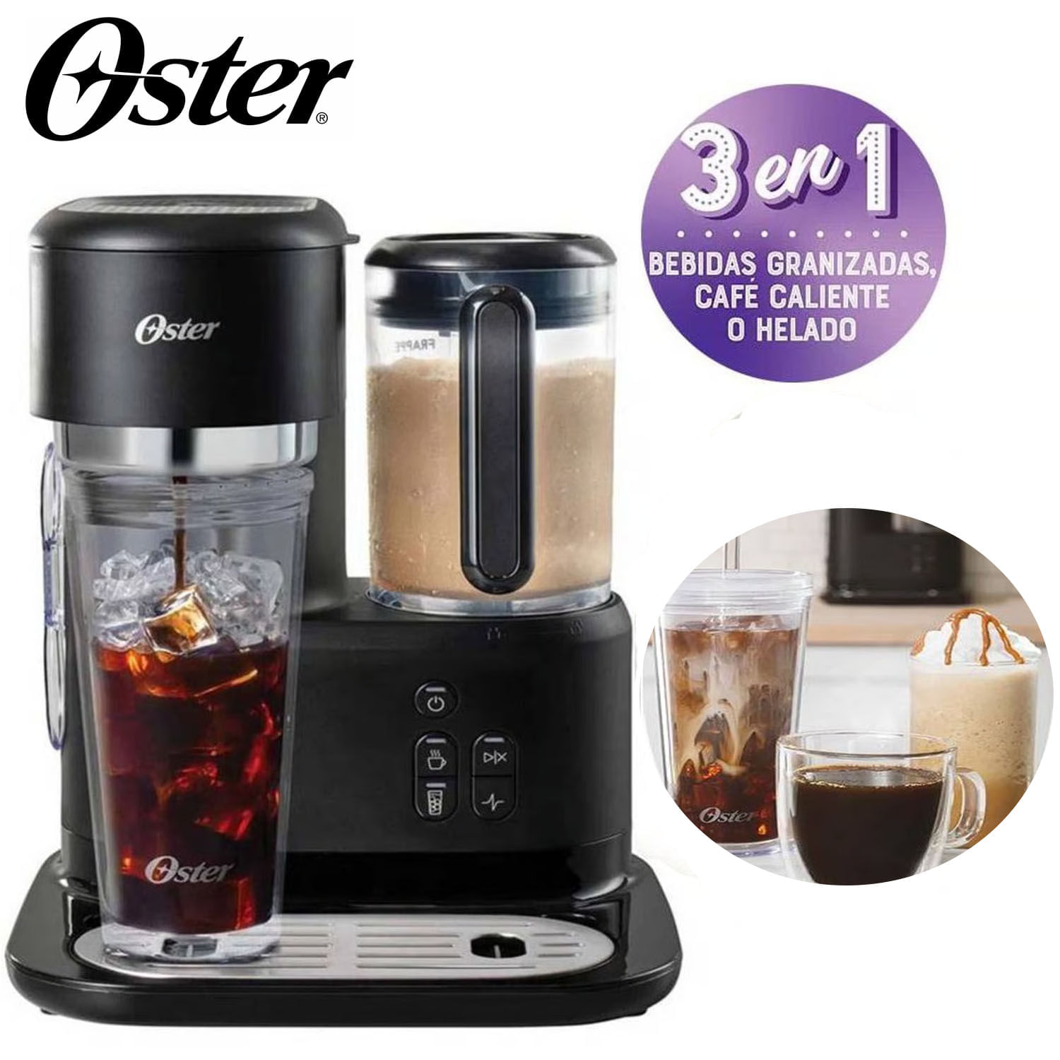 Imagen 2 del producto Cafetera frappé Oster BVSTDC03 900w, capacidad 2 tazas, negro