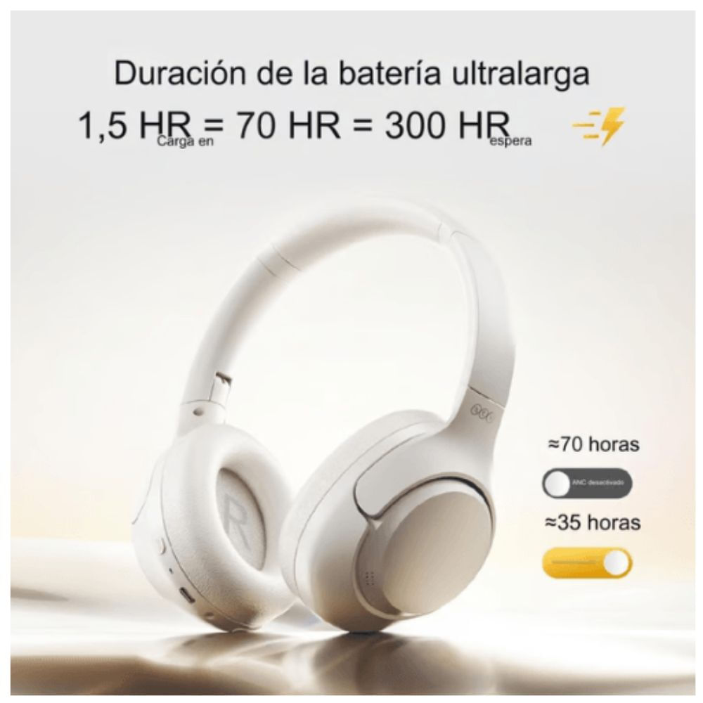Imagen 2 del producto Audífonos con cancelación de ruido QCY H3 Hi-Res máx. 60 horas, multipunto, control de música y llamadas, blanco