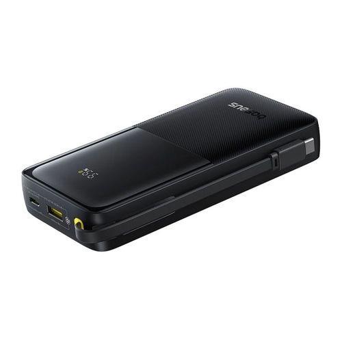 Batería externa Baseus Bipow 2 10000 mAh, 20W, cable USB Tipo-C integrado, negro