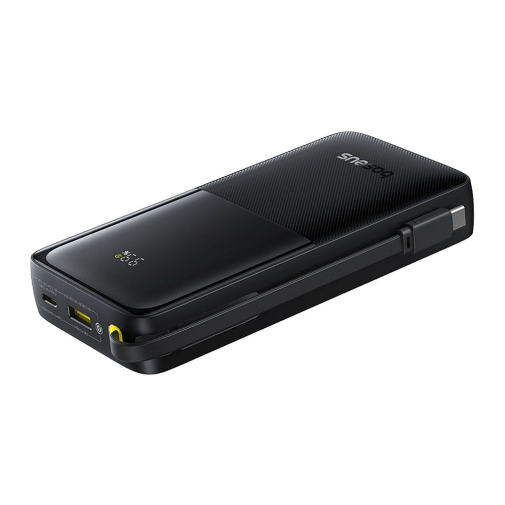 Batería externa Baseus Bipow 2 20000 mAh, 20W, cable USB Tipo-C integrado, negro