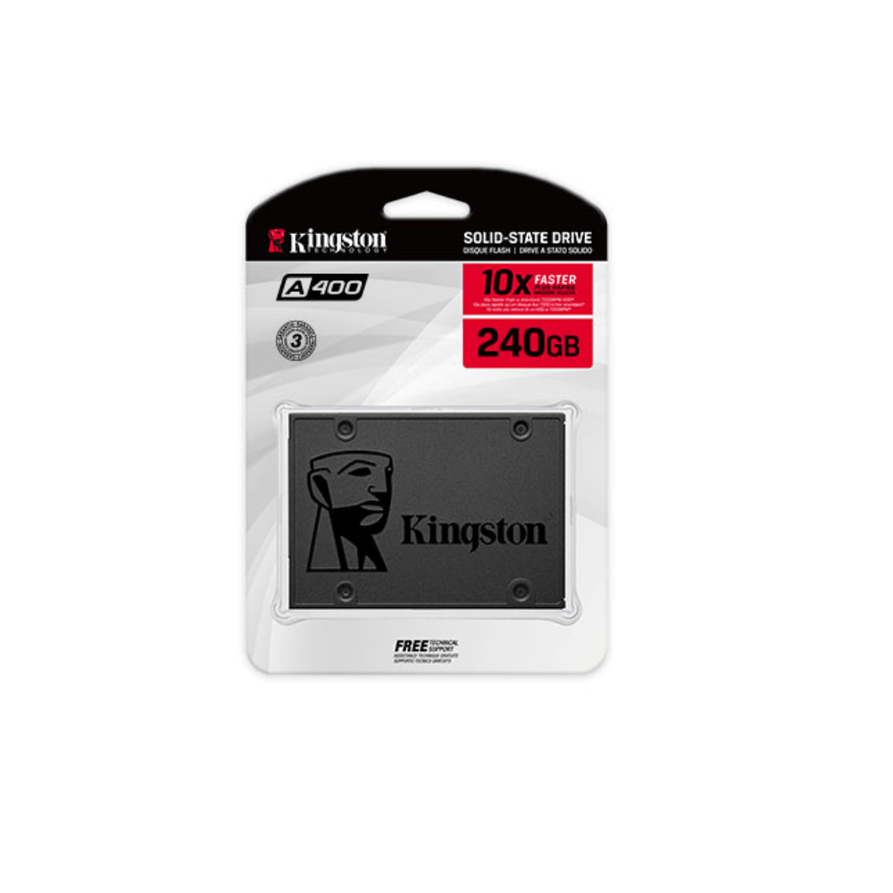 Disco solido SSD 240GB Kingston A400, SATA 3, 2.5", negro