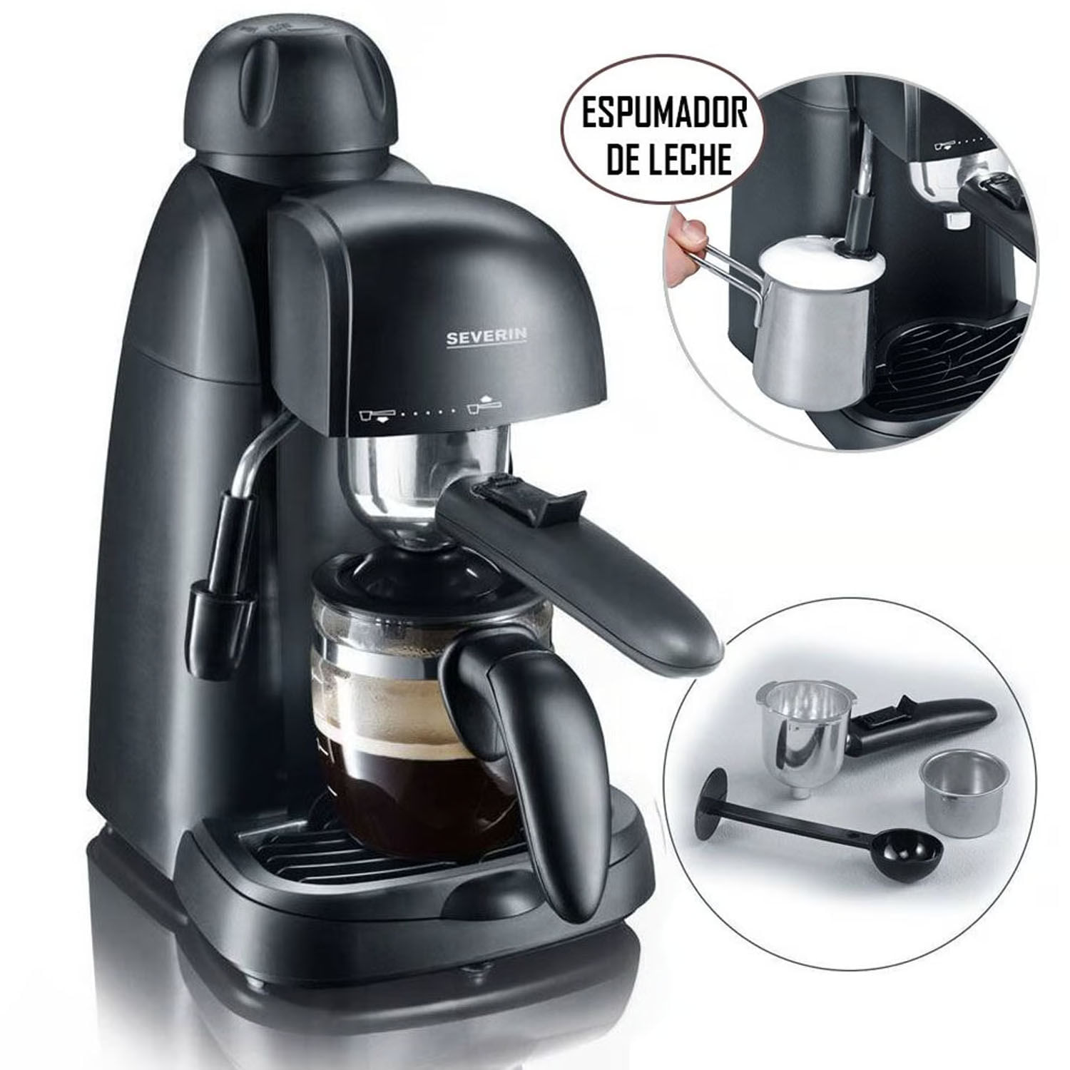 Imagen 2 del producto Cafetera expresso Severin KA5978 800w, capacidad 1.8 litros, espumador de leche, negro