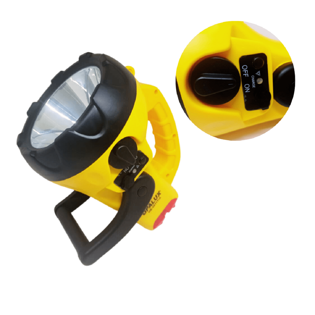 Imagen 2 del producto Linterna recargable Opalux, 10W, 200 metros, asa plegable, amarillo