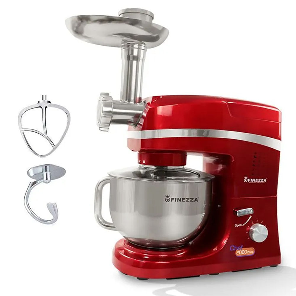 Imagen 2 del producto Batidora orbital Finezza FZ-6820B 2000W, 6 velocidades, moledor bate, amasa, mezcla, rojo