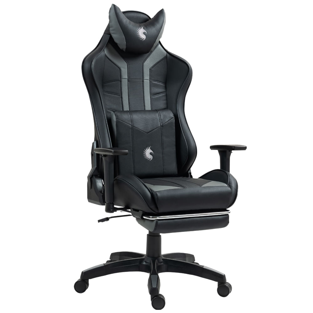 Silla gamer dreizt devil series, 2 almohadillas, posapiés, reclinación 180°, negro