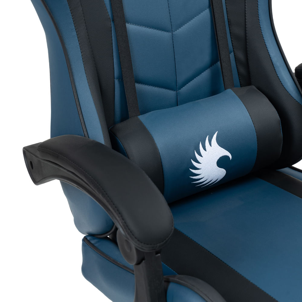 Imagen 2 del producto Silla gamer ergonómica Dreizt Shine Series, con reposapiés, reclinable, azul índigo