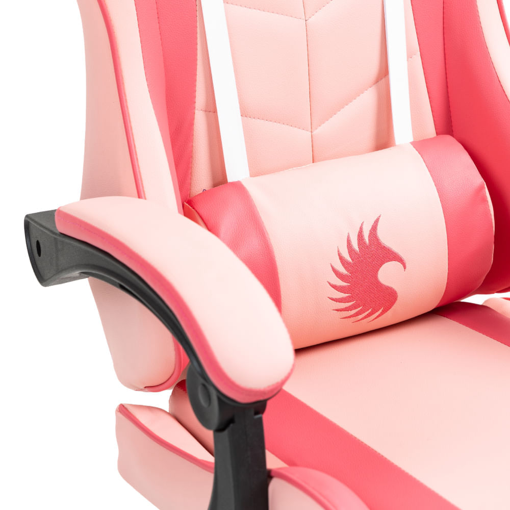 Imagen 2 del producto Silla gamer ergonómica Dreizt Shine Series, con reposapiés, reclinable, rosado caramelo