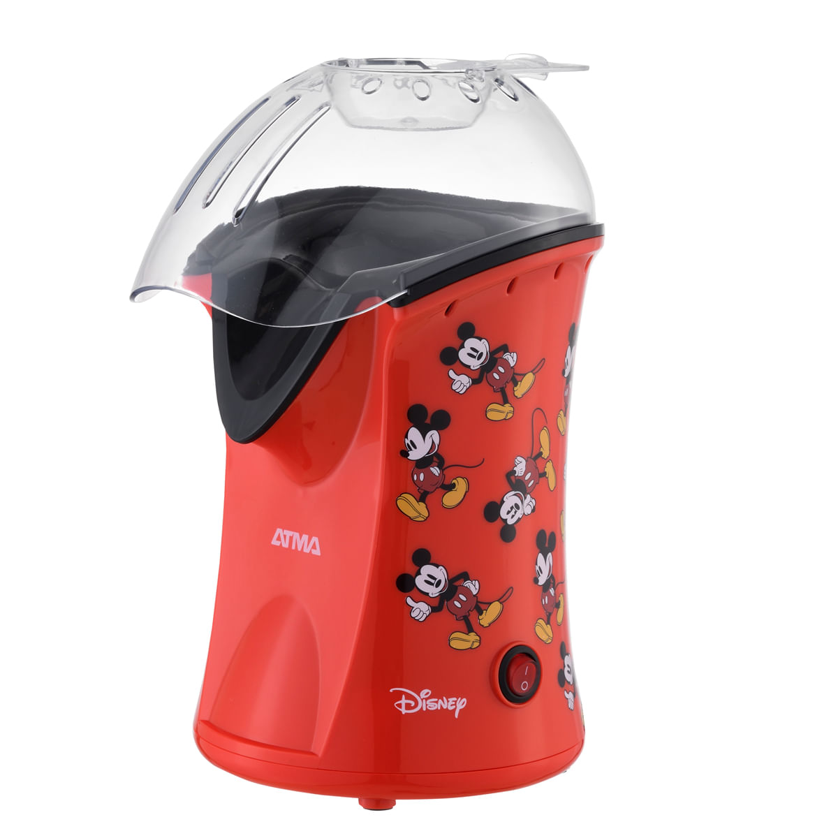 Máquina de Pop Corn Maker Atma Disney, POAT9801PE 1200W, sin aceite, 60 gramos, 2 a 4 minutos, rojo