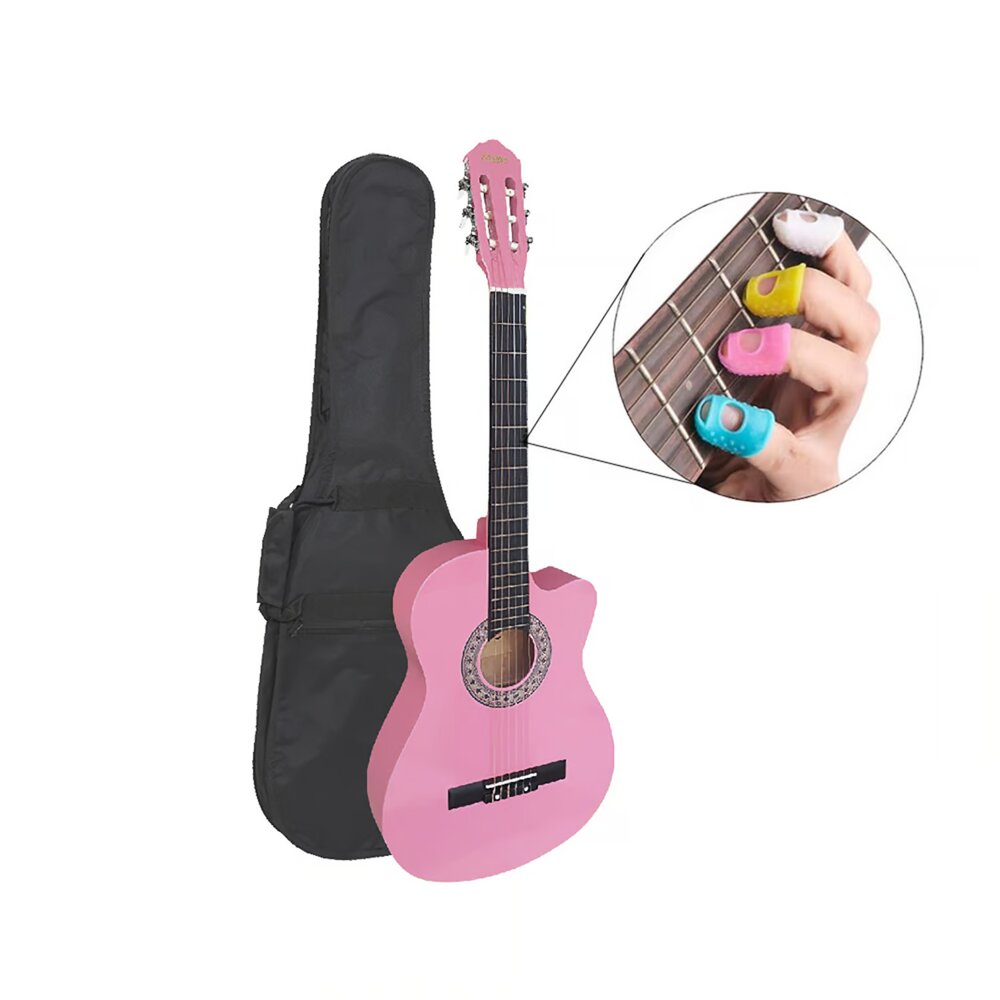 Guitarra acústica Vozzex de nylon, ideal para principiantes, rosada