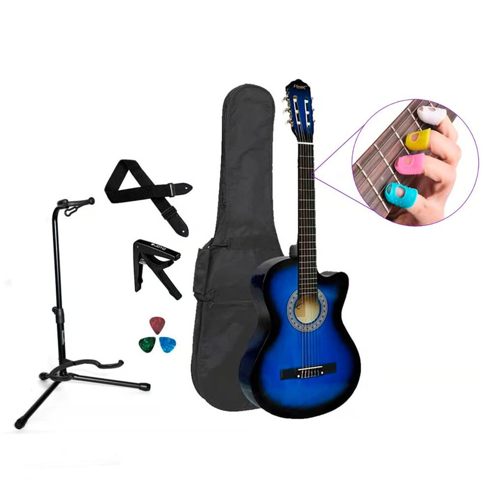 Imagen 1 del producto Pack de guitarra acústica Vozzex, nylon, Standar 39', azul