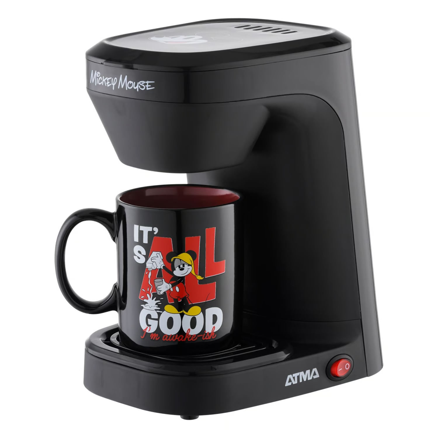 Imagen 2 del producto Cafetera eléctrica Atma Disney CAAT8018PE 550W, capacidad 250 ml, con taza personalizada, negro