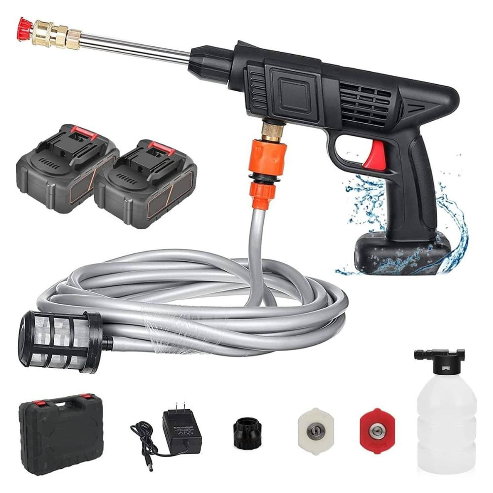 Hidrolavadora Lantum 128V, doble batería, potencia, portabilidad en limpieza, negro