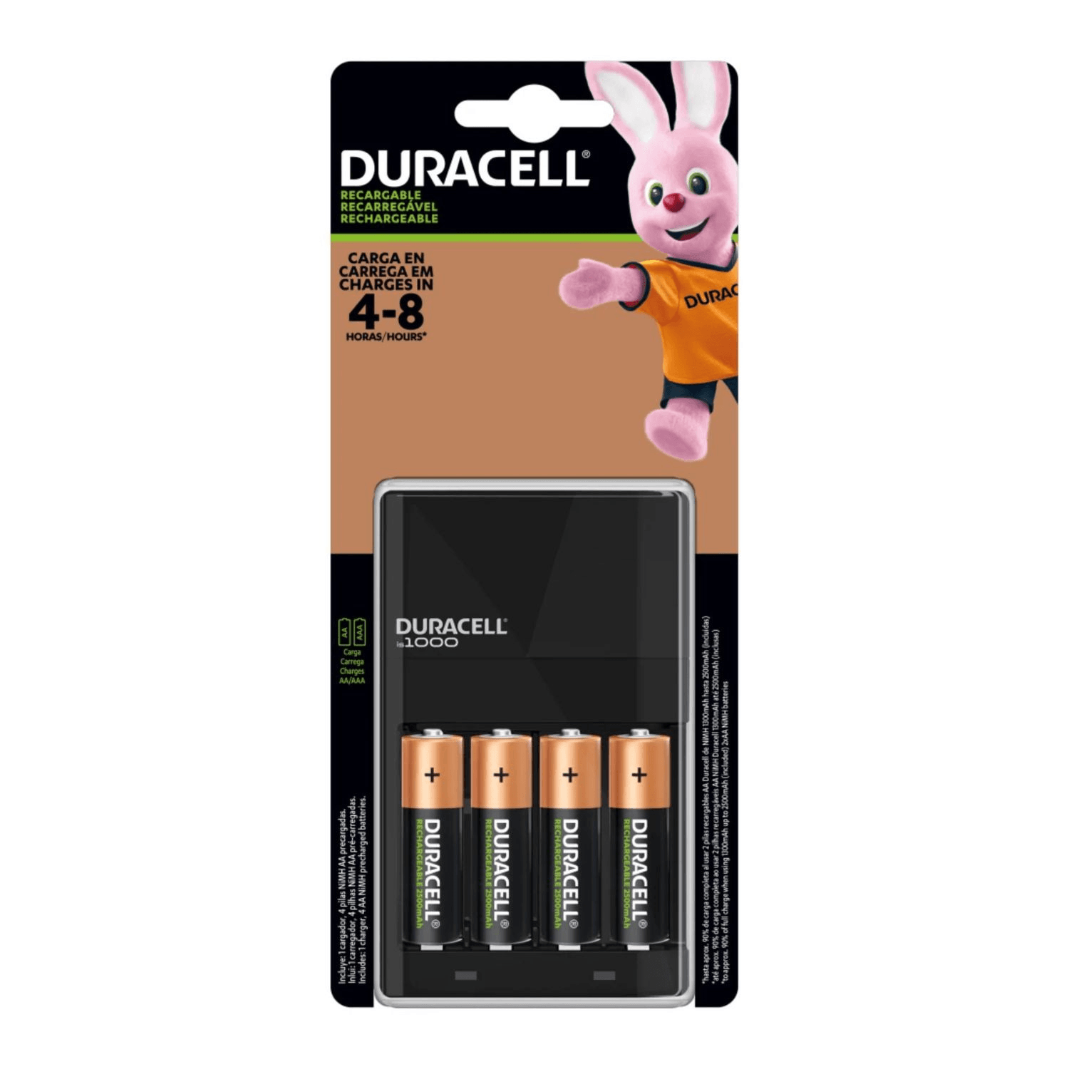 Imagen 2 del producto Kit pilas recargables 2500 mAh + cargador + 4 pilas recargables AAA