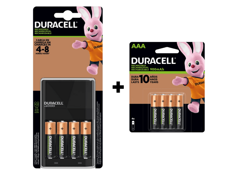 Kit pilas recargables 2500 mAh + cargador + 4 pilas recargables AAA