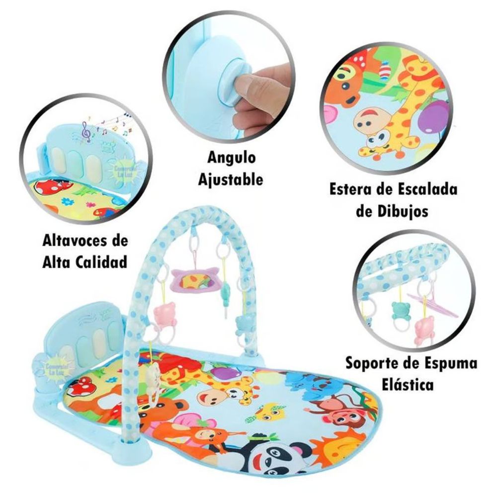 Imagen 2 del producto Gimnasio piano panda, para bebé, con luces y música, celeste