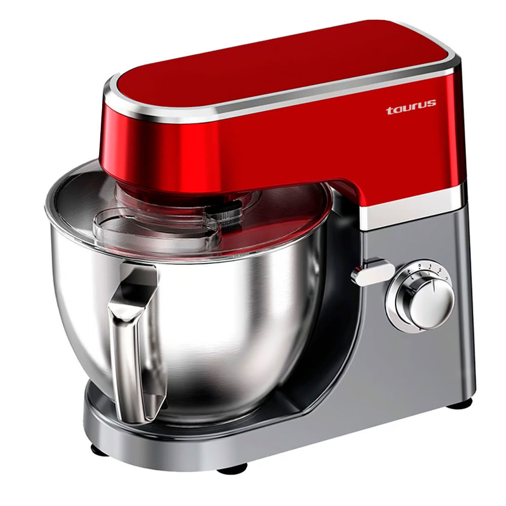 Batidora de pedestal Taurus BP53L 1000w, 8 velocidades, tazón 5.3 litros, acero inoxidable, rojo