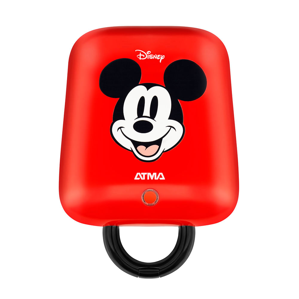 Waflera sandwichera Atma Disney WS027PE 700w, capacidad 1 pan, antiadherente, rojo