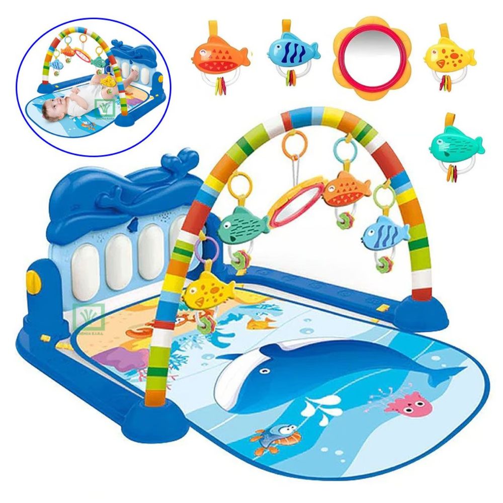 Imagen 2 del producto Gimnasio de bebé delfín, con piano musical, azul -  HE0631