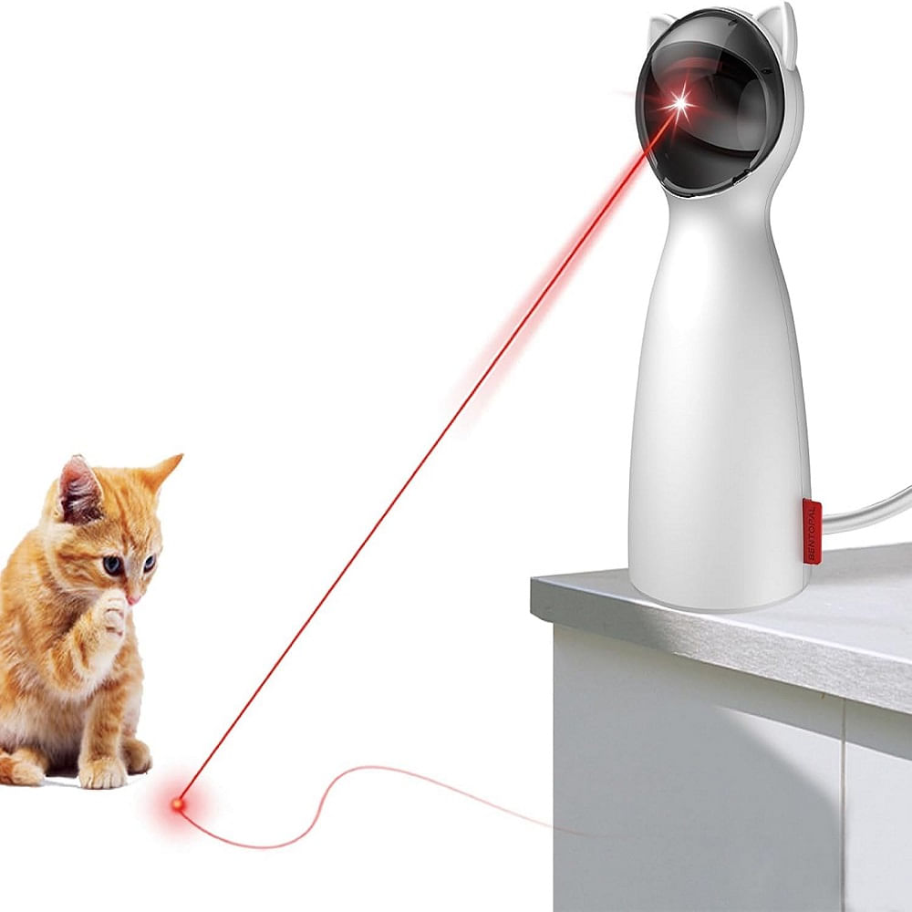 Juguete láser automático interactivo para gatos, 5 rangos de círculos, blanco
