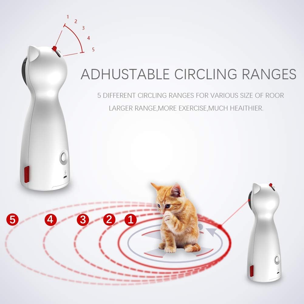 Imagen 2 del producto Juguete láser automático interactivo para gatos, 5 rangos de círculos, blanco