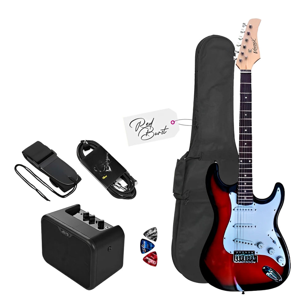 Guitarra Eléctrica Strato Redburst + Amplificador Joyo MA-10E