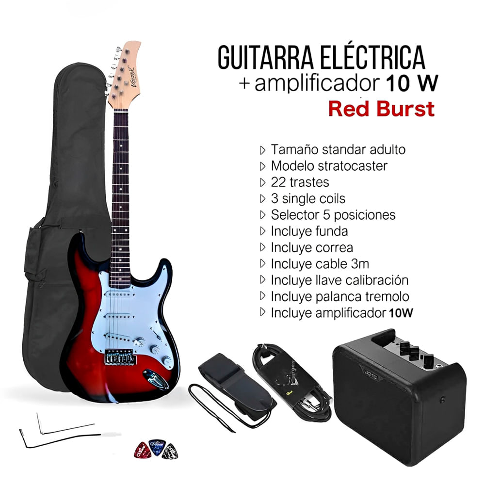 Imagen 2 del producto Guitarra Eléctrica Strato Redburst + Amplificador Joyo MA-10E