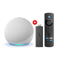 Combo: Parlante inteligente Amazon Echo Dot 5ta generación, control Alexa, blanco + Convertidor a smart TV Amazon Fire TV Stick Full HD