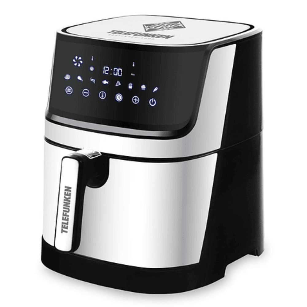 Freidora de aire Telefunken EasyFryer 5000 1700W, capacidad 5 litros, timer, panel digital, 8 programas, gris