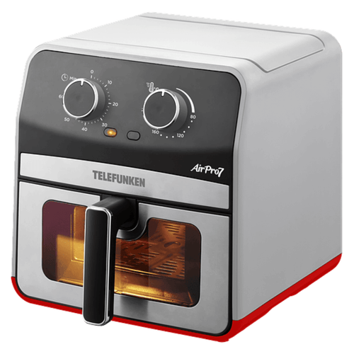 Freidora de aire Telefunken Airpro 7 2000W, capacidad 7 litros, timer, panel análogo, 8 programas, blanco