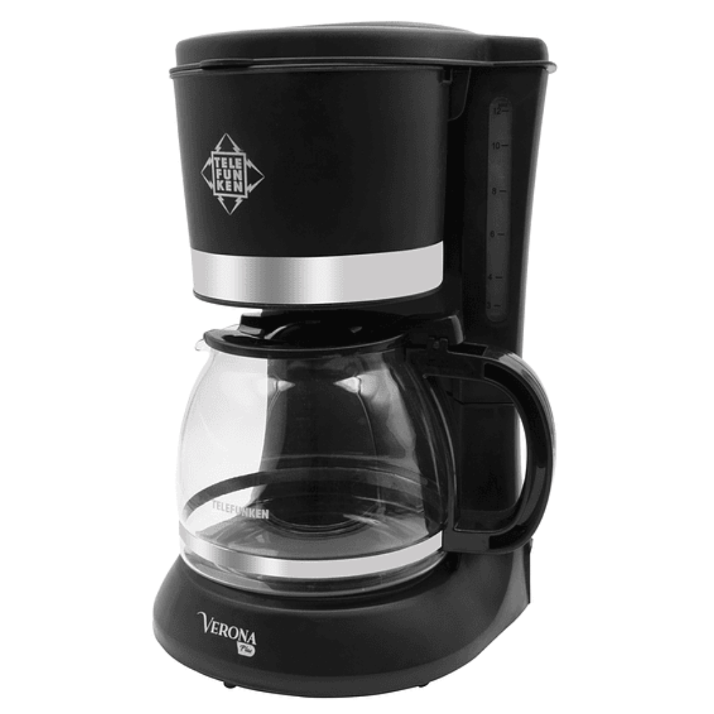 Cafetera de goteo Telefunken Verona Plus 650W, capacidad 1.2 litros, panel digital, negro